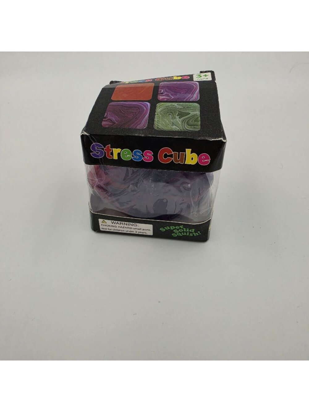 Stress Cube Super Solid Squish! Multicolor Marble Design 3+ Ages In Box Vintage